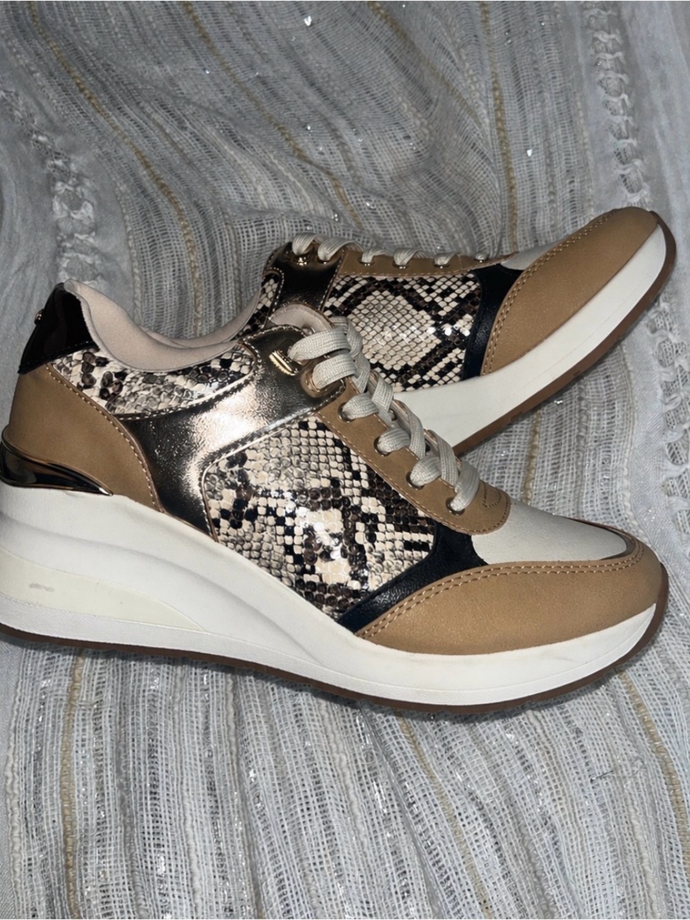 Aldo Snake-Print Wedge Sneakers